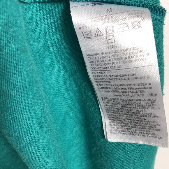 Green Racerback Linen Blend Dress Beach Dress SzM - Picture 4 of 5